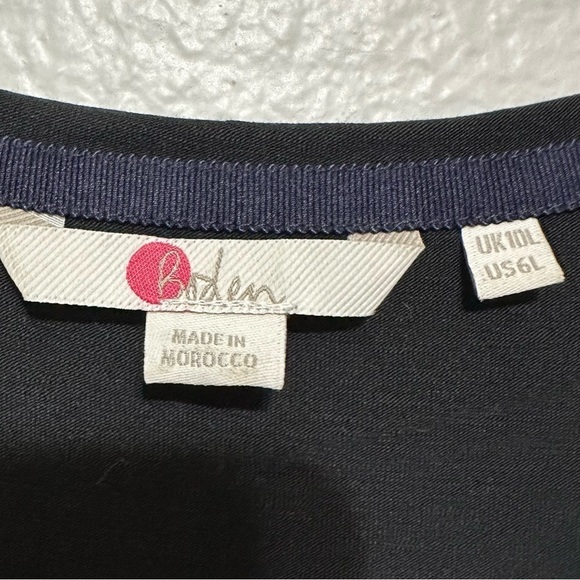 Boden Jersey Knit Faux Wrap Dress Women's 6 Long Black Stretch Classic Surplice - Picture 3 of 7